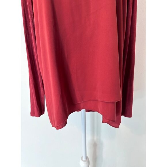 Soft Surroundings Alix Tunic Top Size Medium Rust V-Neck Mix Media Overlay - Picture 3 of 8